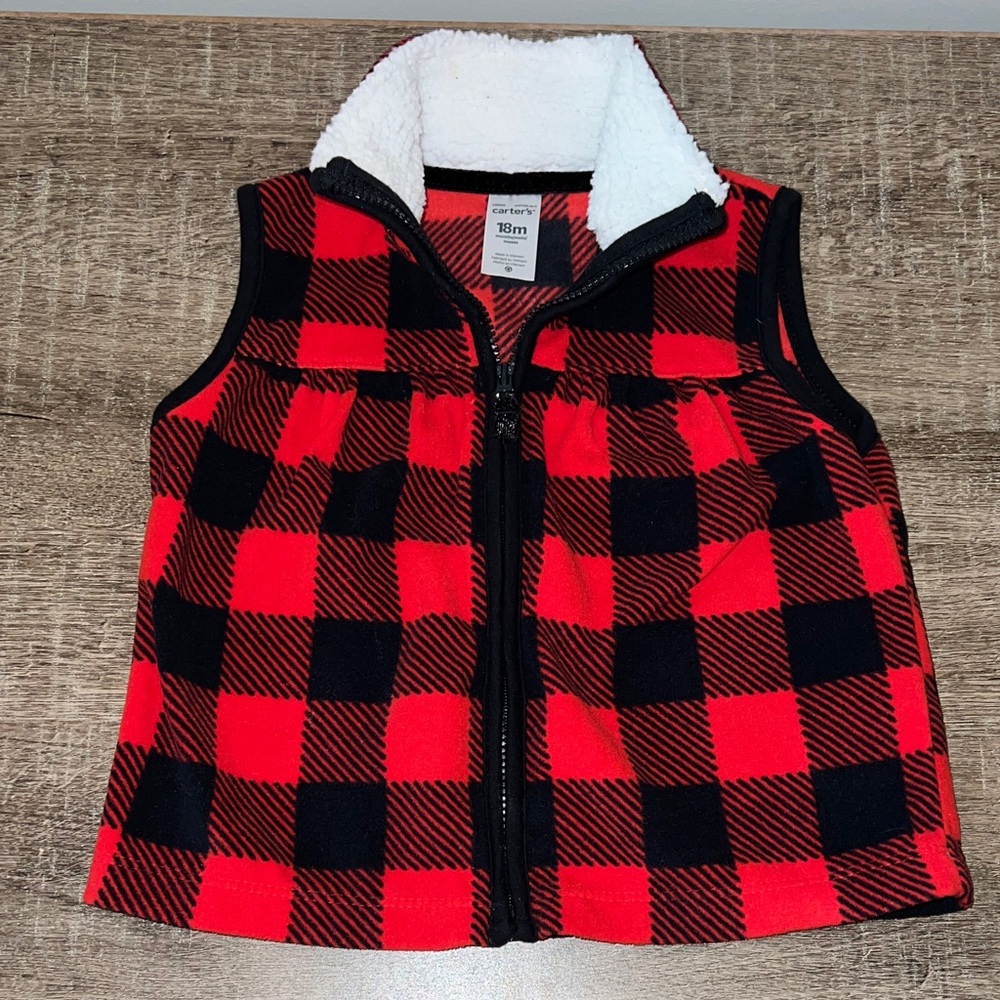 Carter's Red and Black Plaid Vest